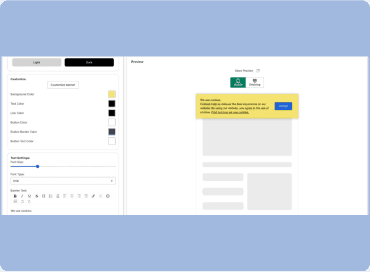 Simple Cookie Banner editor and banner preview