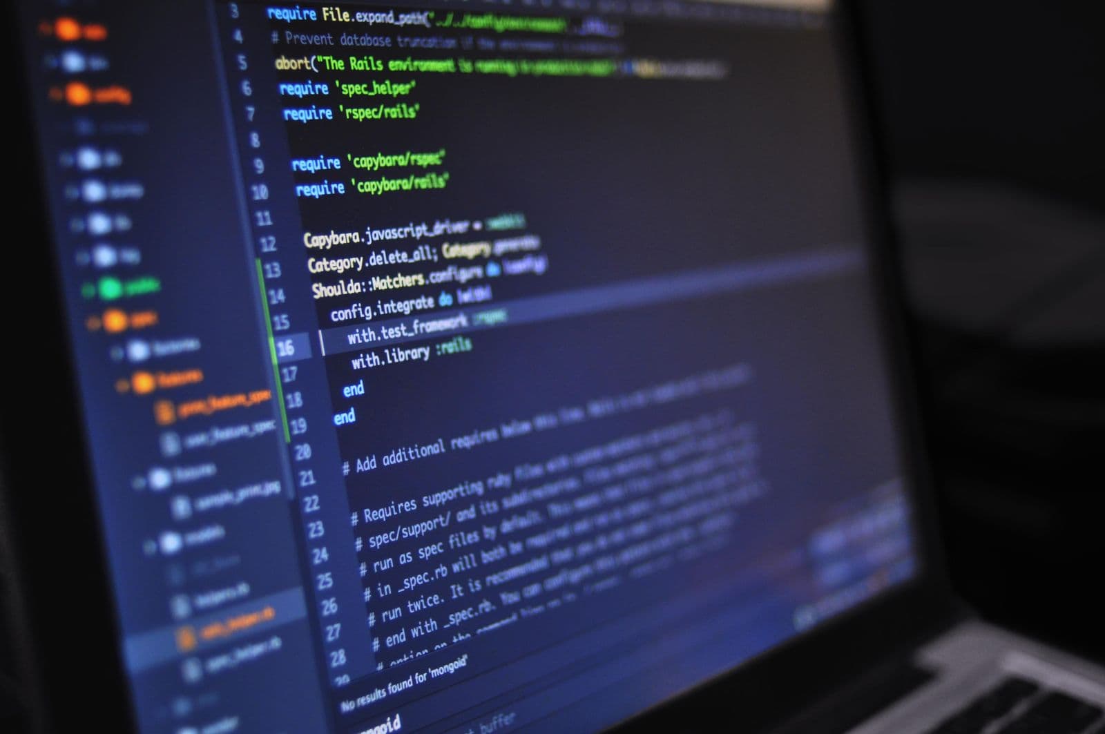 Close-up of program code on a developer's screen